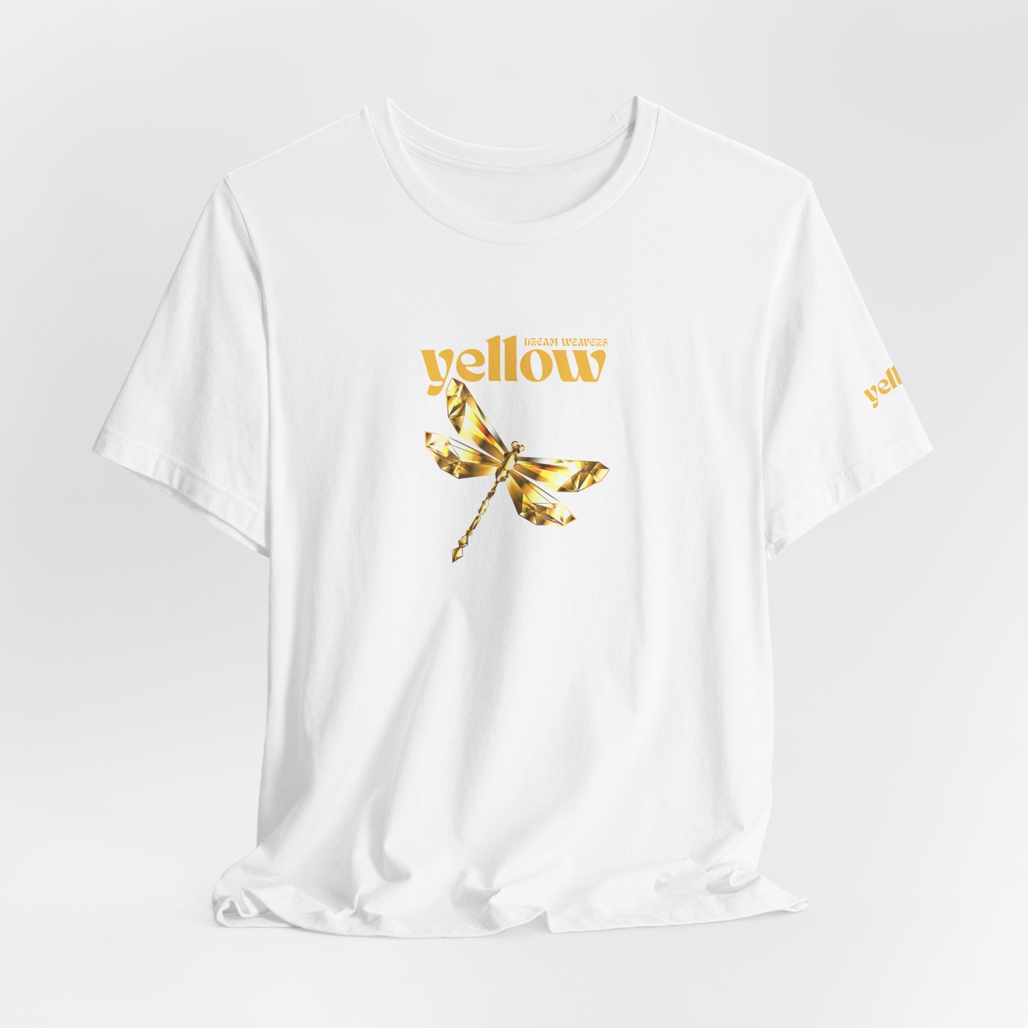 Yellow Dragonfly Tee — Golden Floral Dragonfly Graphic T-Shirt