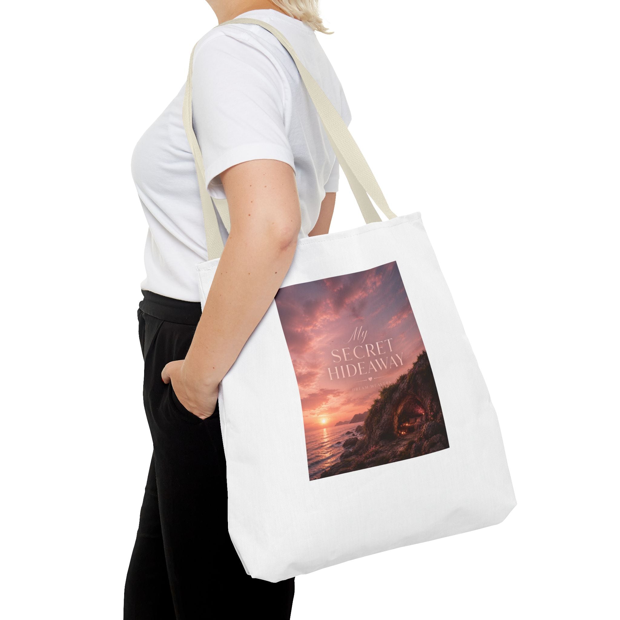 My Secret Hideaway Tote Bag — Sunset Beach AOP Carryall