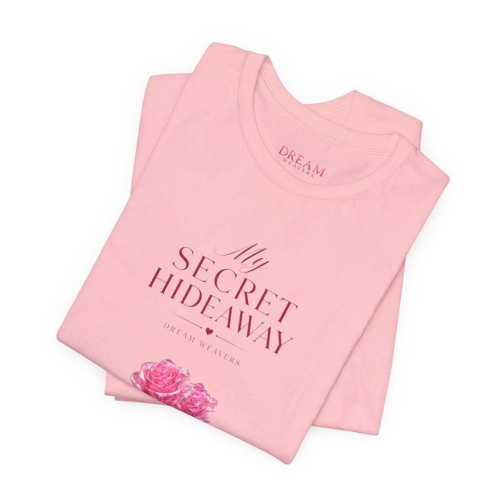 "My Secret Hideaway" - Heart and Roses Graphic T-Shirt