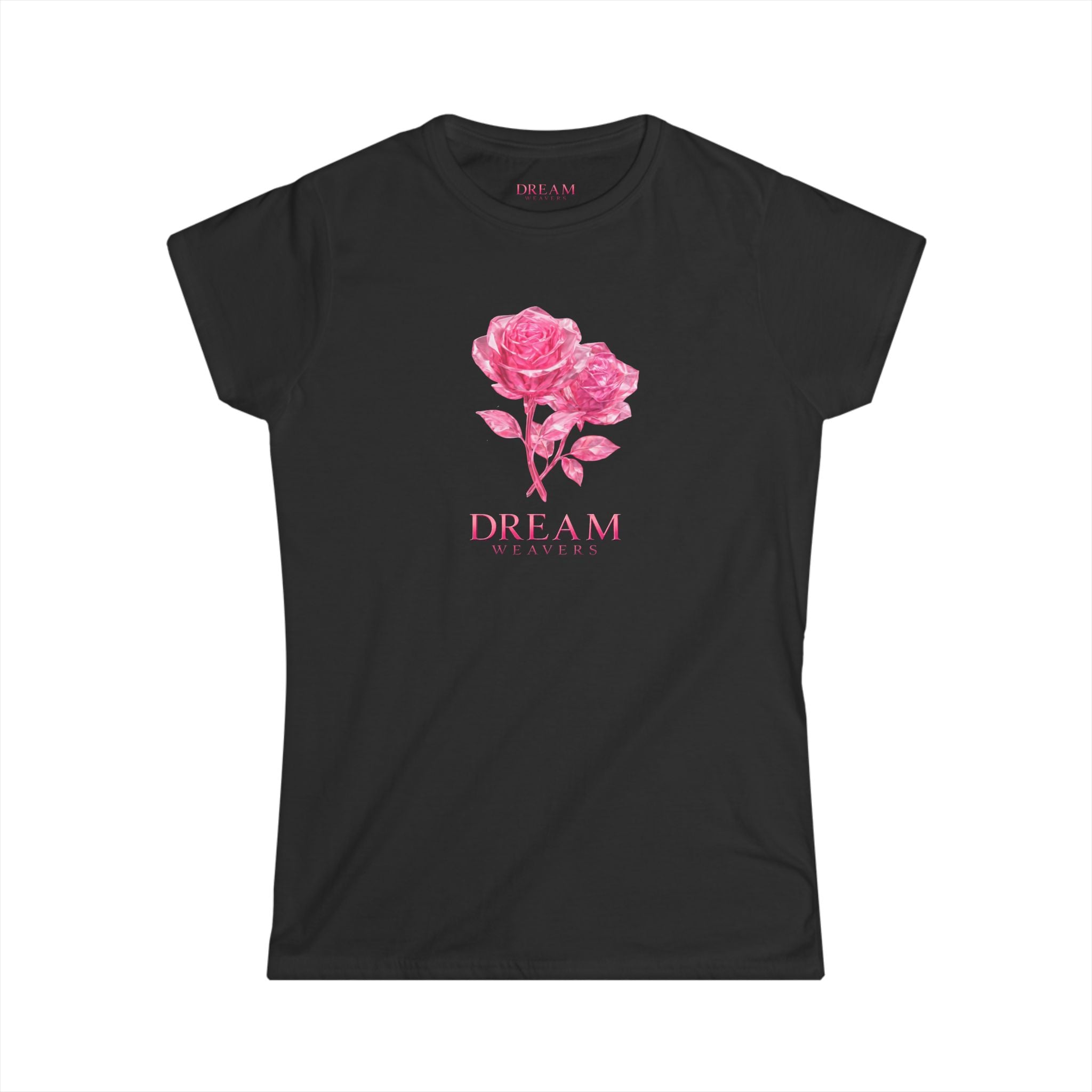 Dream Weavers Floral Tee — Women's Pink Rose Graphic T-Shirt