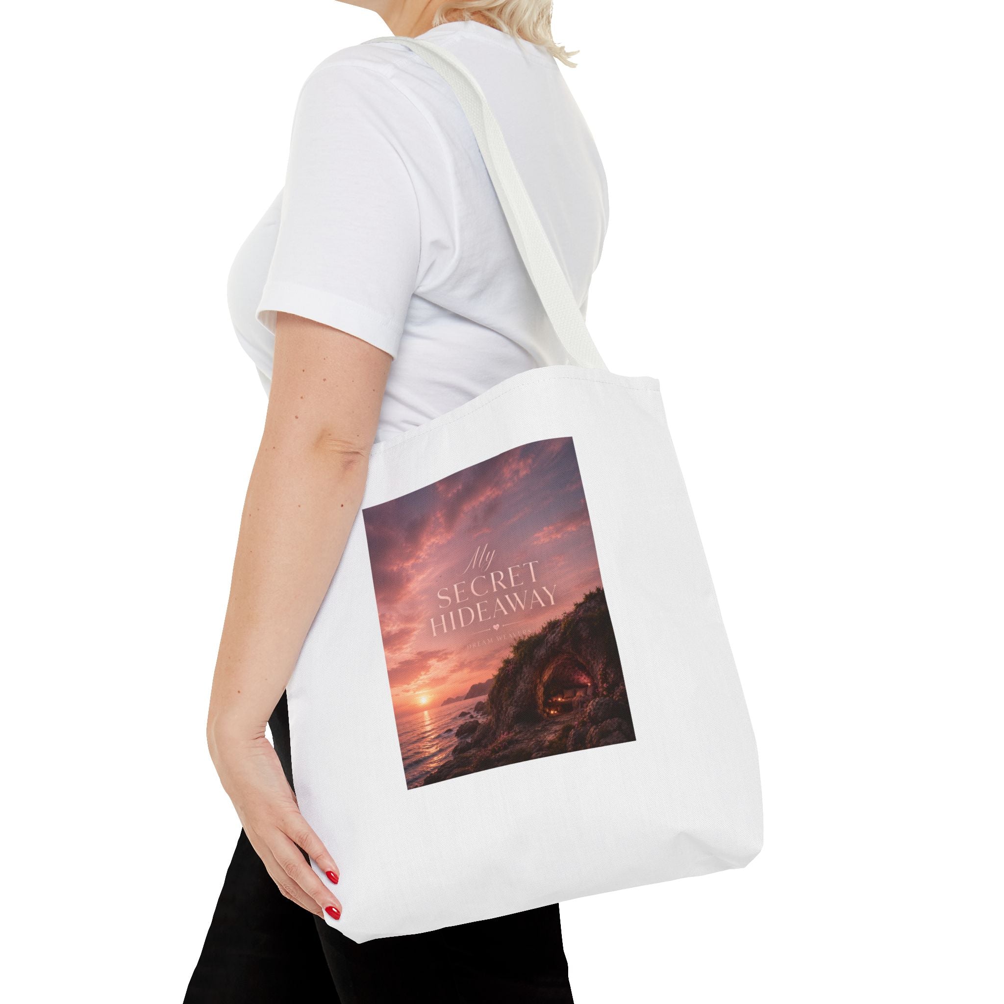 My Secret Hideaway Tote Bag — Sunset Beach AOP Carryall