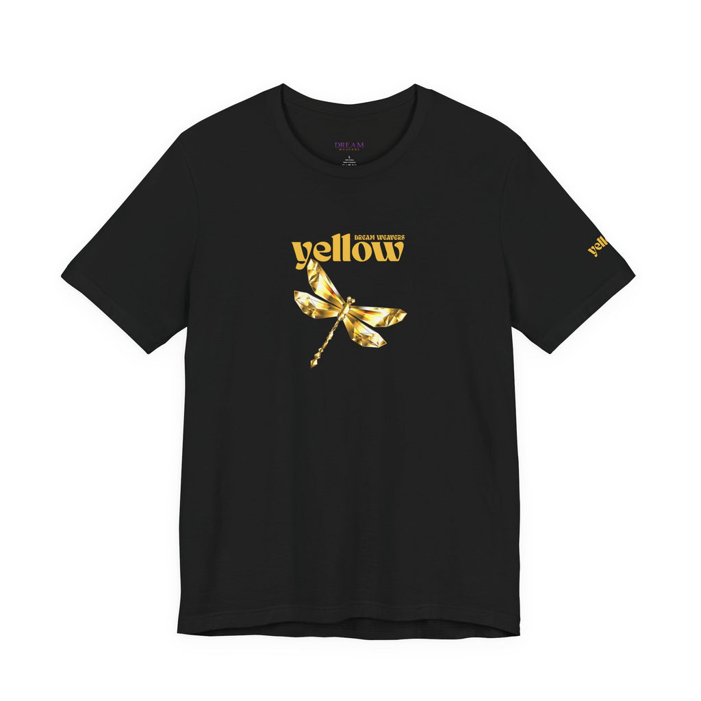 Yellow Dragonfly Tee — Golden Floral Dragonfly Graphic T-Shirt