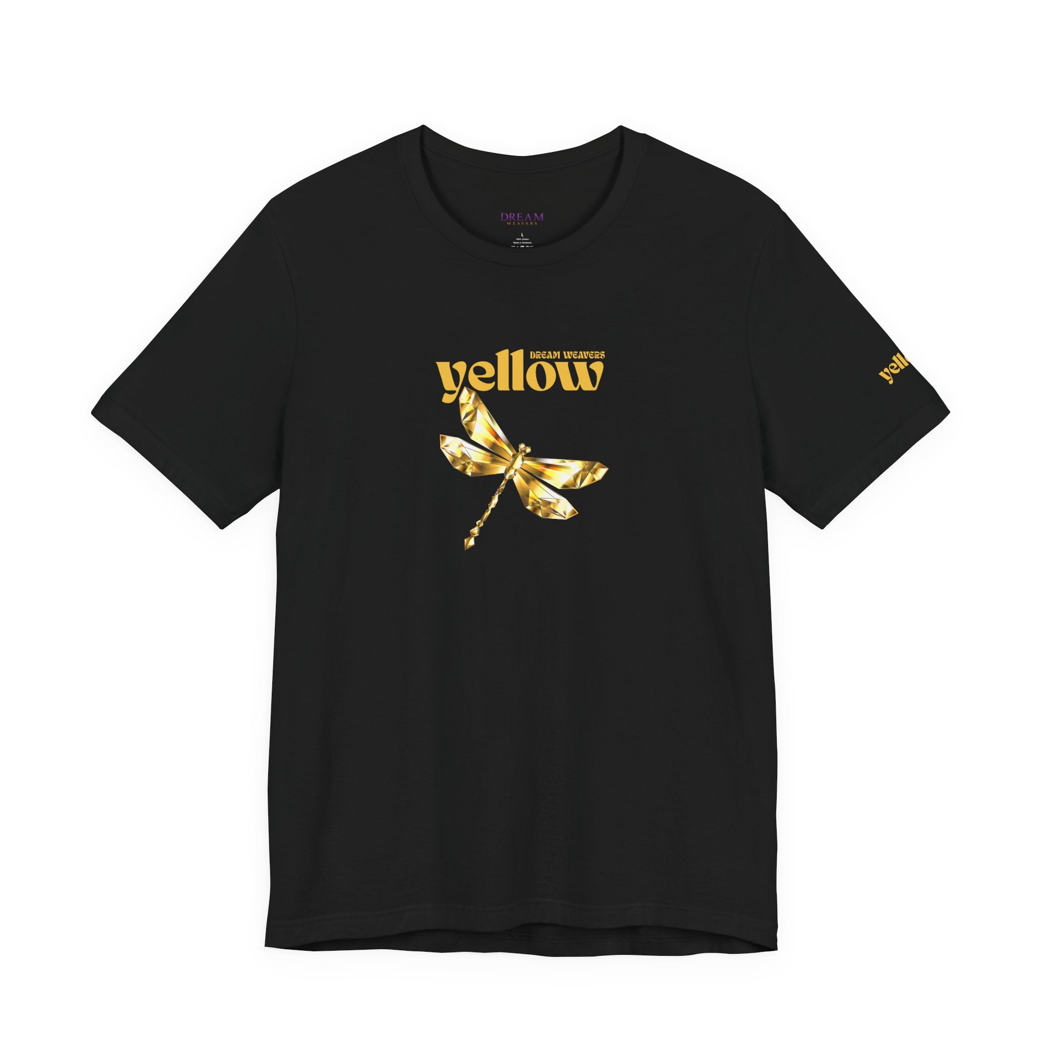 Yellow Dragonfly Tee — Golden Floral Dragonfly Graphic T-Shirt