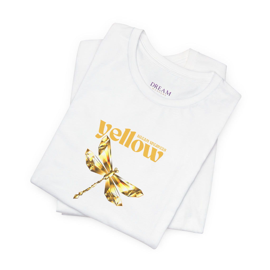 Yellow Dragonfly Tee — Golden Floral Dragonfly Graphic T-Shirt