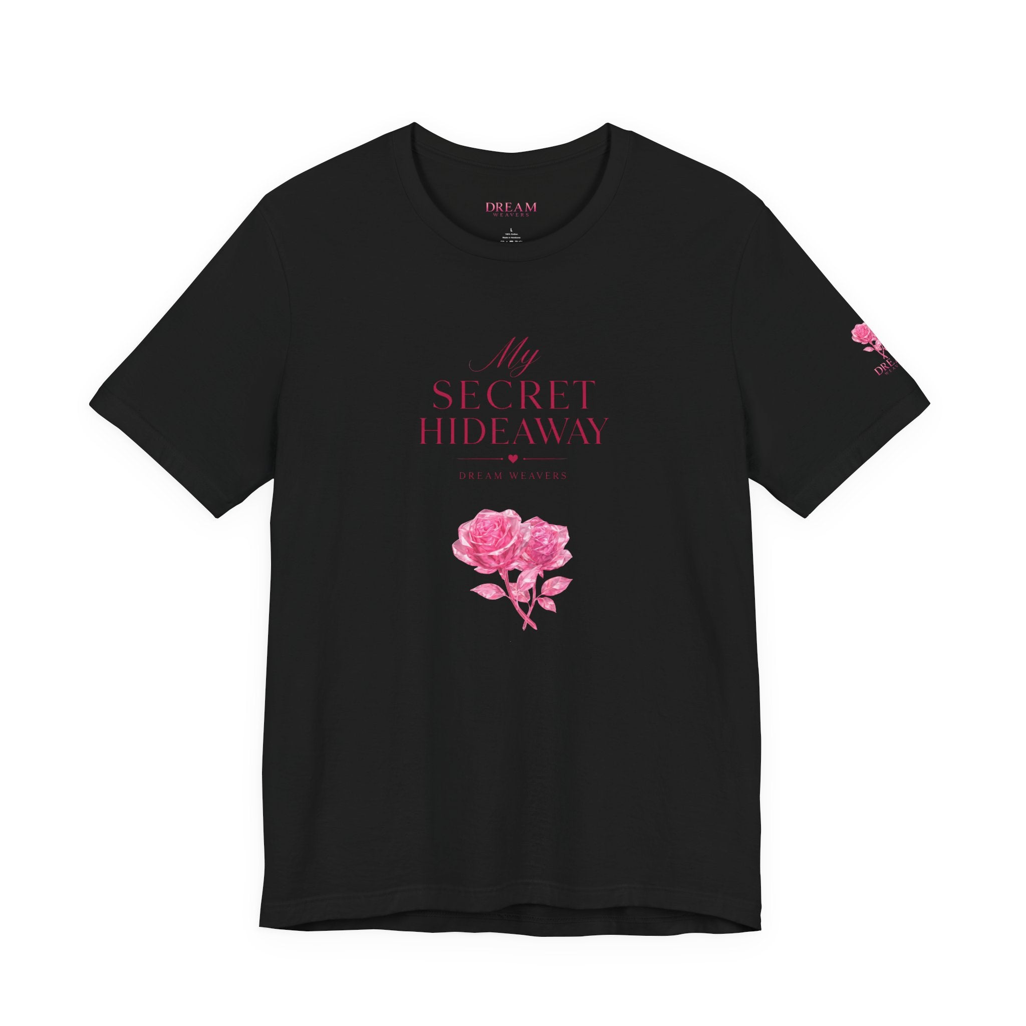 "My Secret Hideaway" - Heart and Roses Graphic T-Shirt