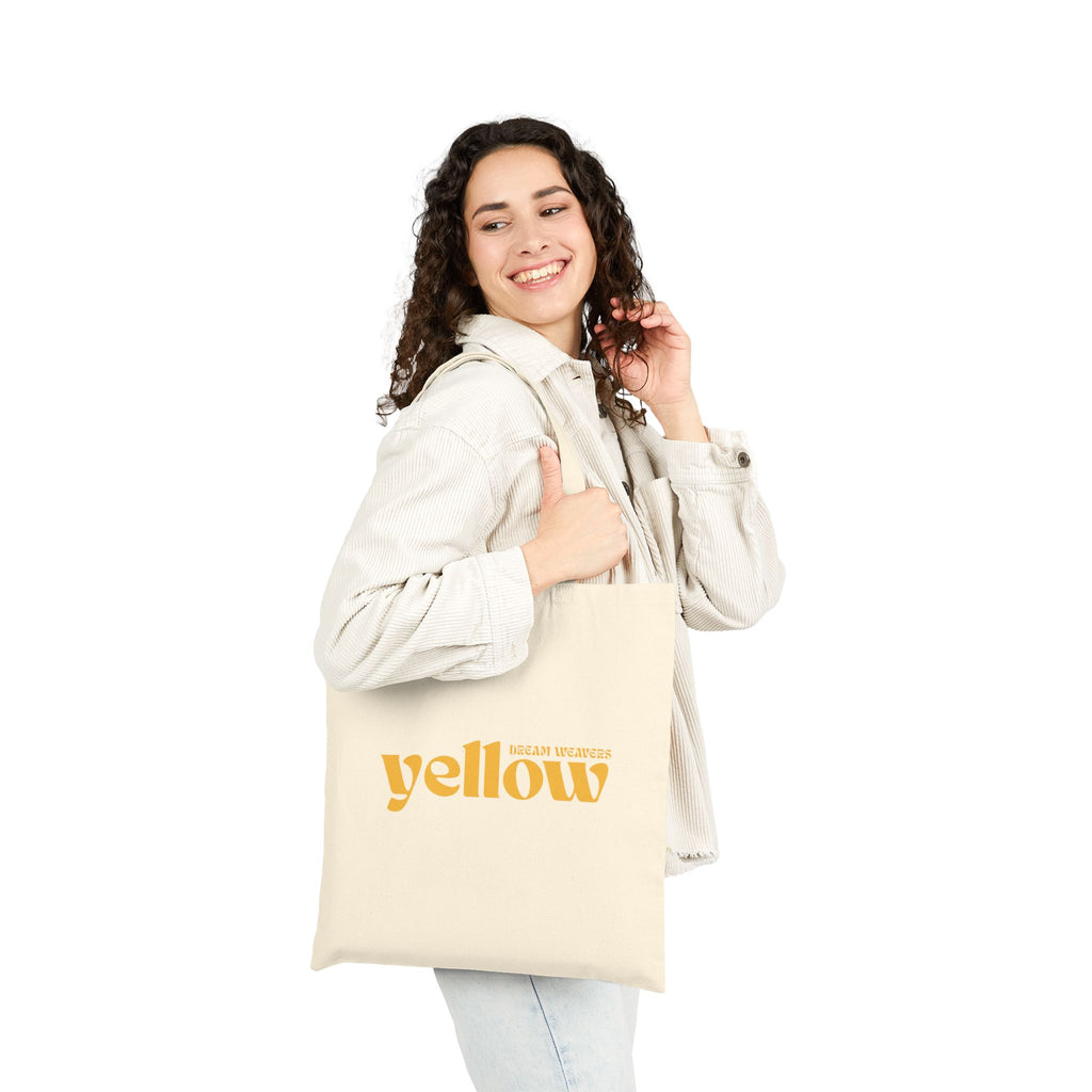 Yellow Dragonfly Canvas Tote — Floral Graphic Cotton Shopper Bag