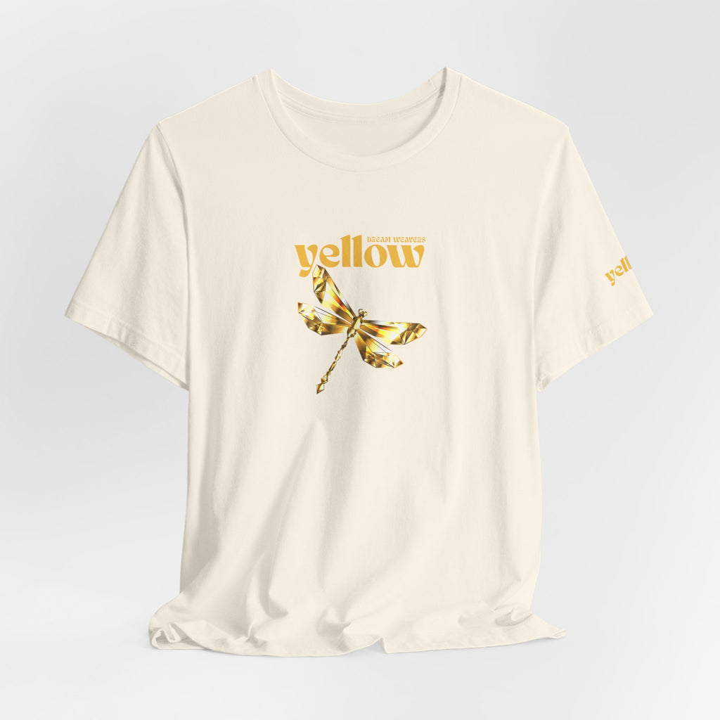 Yellow Dragonfly Tee — Golden Floral Dragonfly Graphic T-Shirt