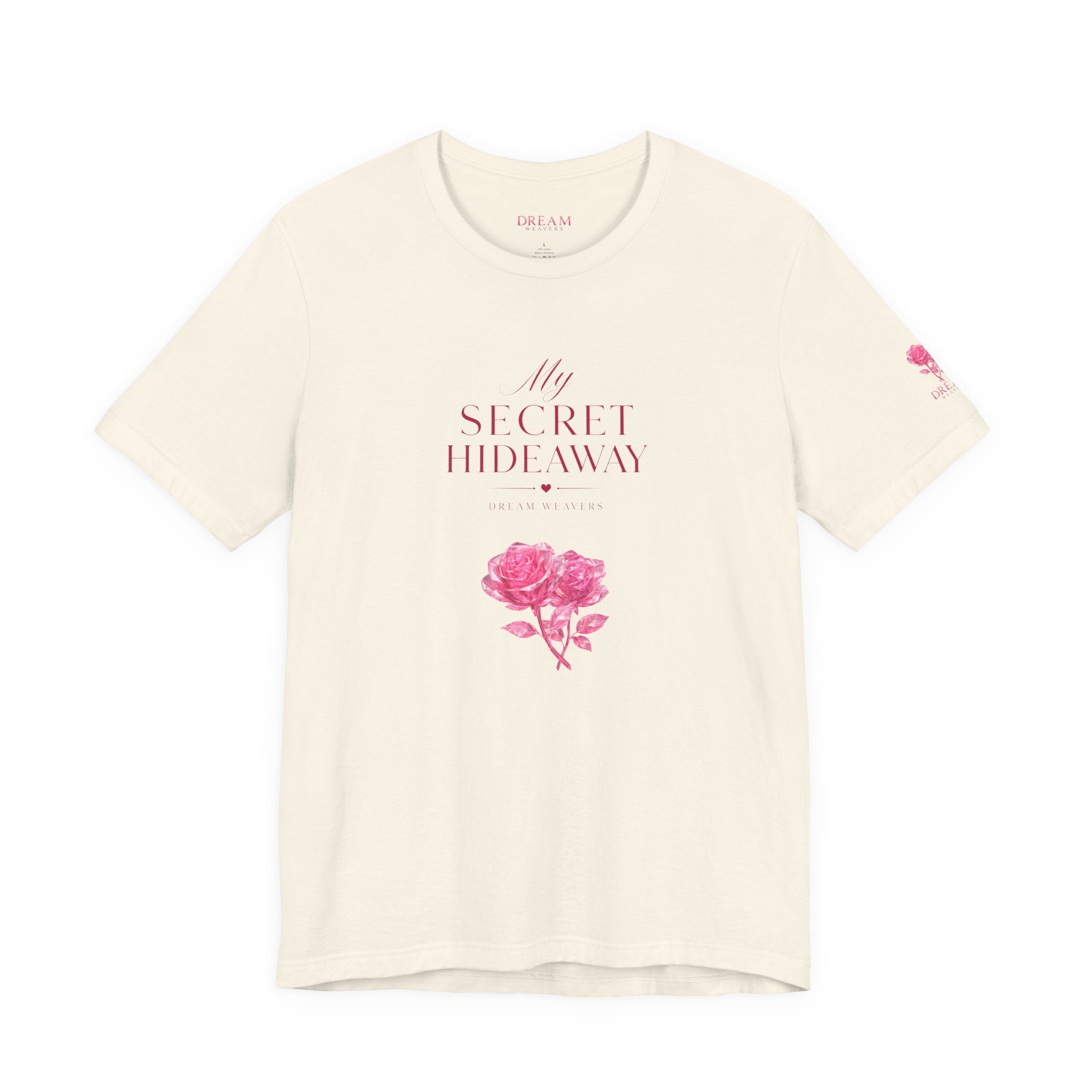 "My Secret Hideaway" - Heart and Roses Graphic T-Shirt