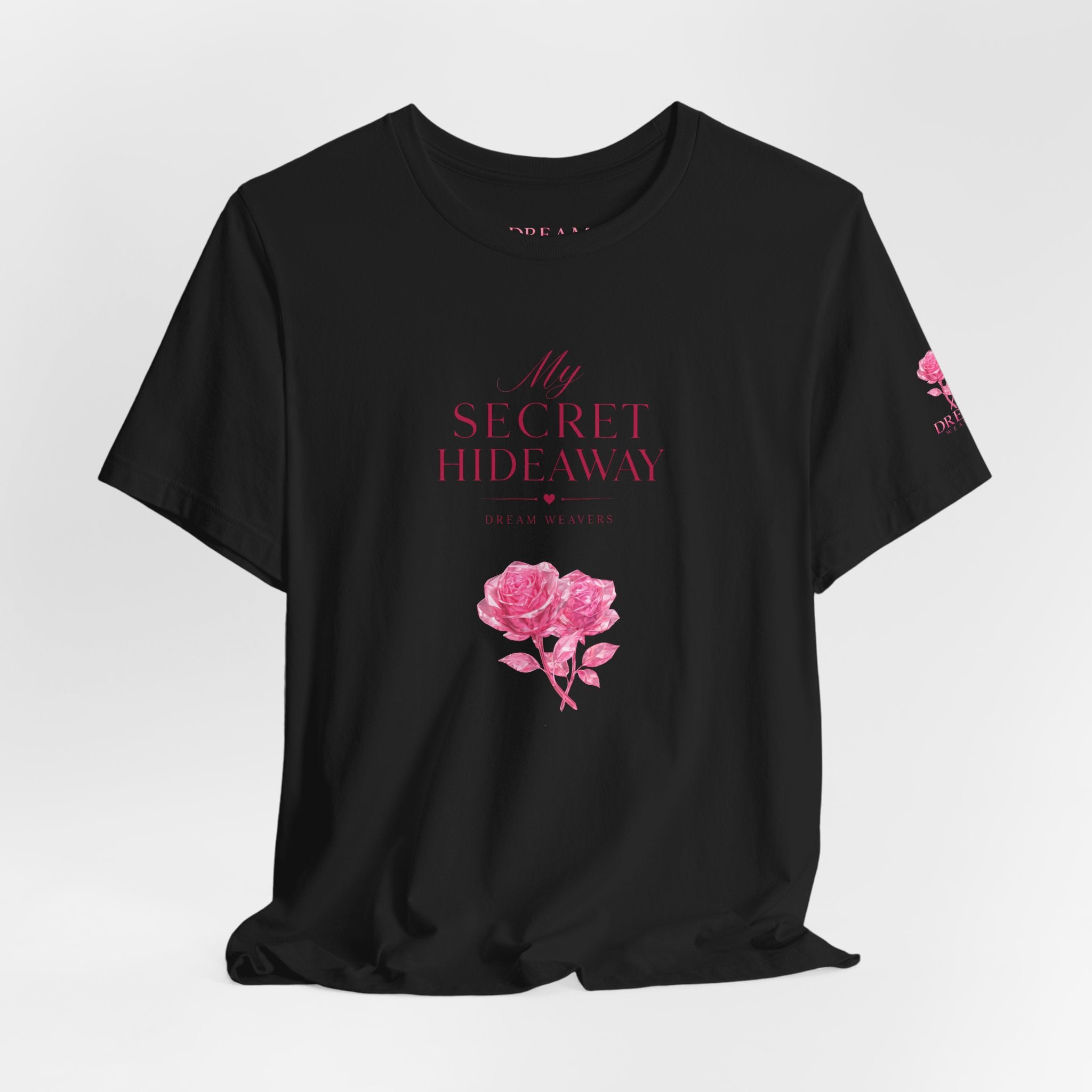 "My Secret Hideaway" - Heart and Roses Graphic T-Shirt