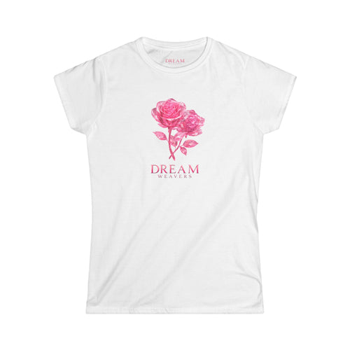 Dream Weavers Floral Tee — Women's Pink Rose Graphic T-Shirt