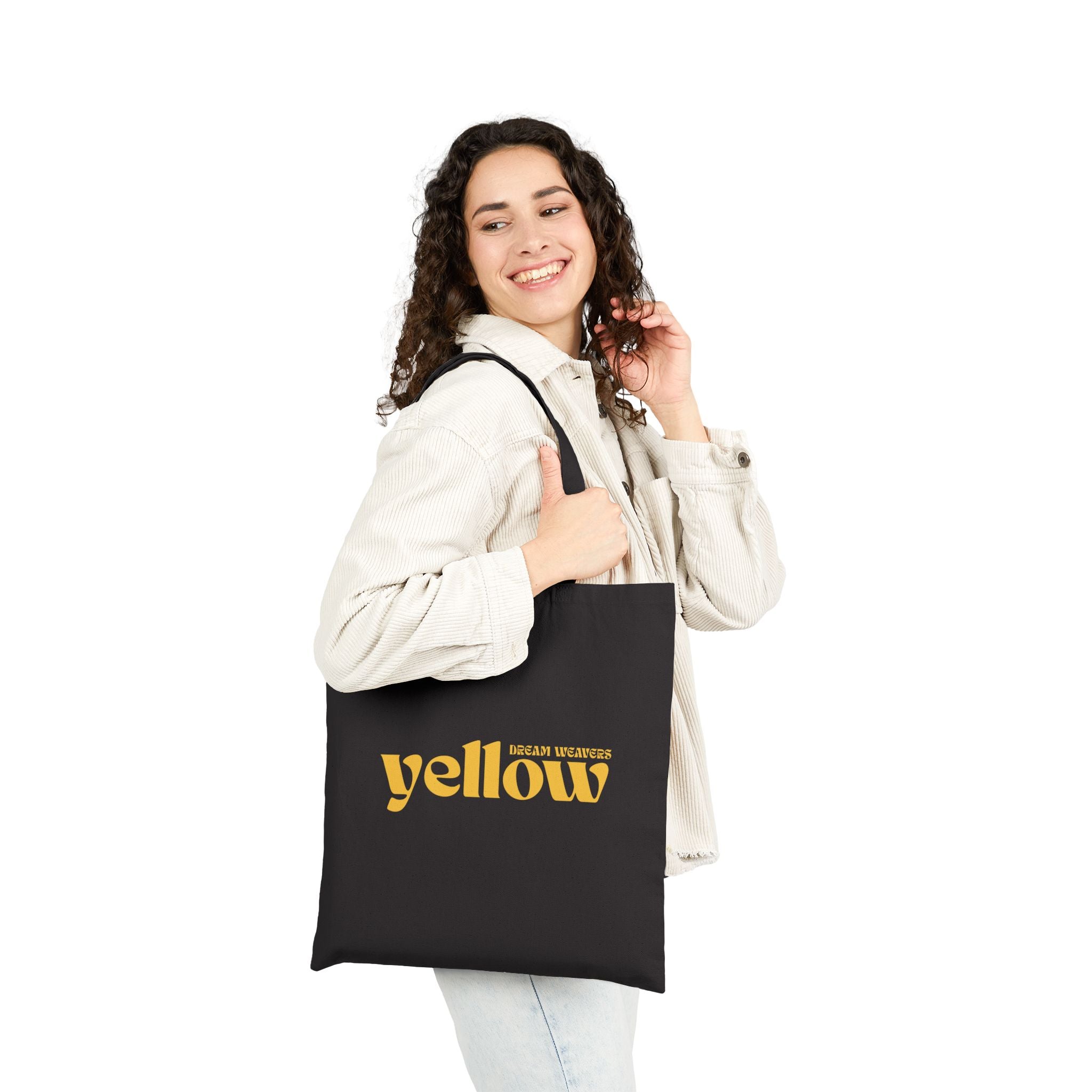 Yellow Dragonfly Canvas Tote — Floral Graphic Cotton Shopper Bag
