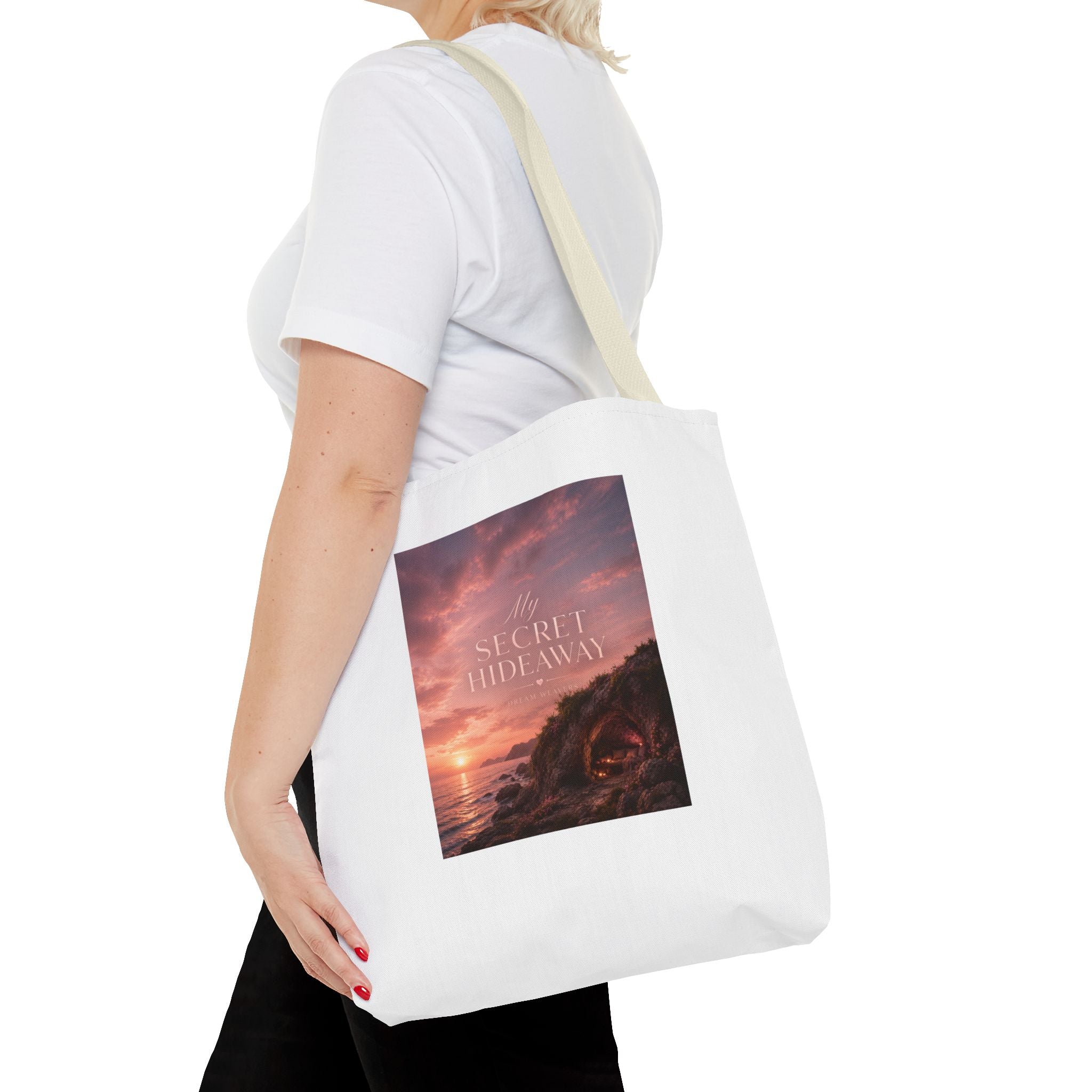 My Secret Hideaway Tote Bag — Sunset Beach AOP Carryall
