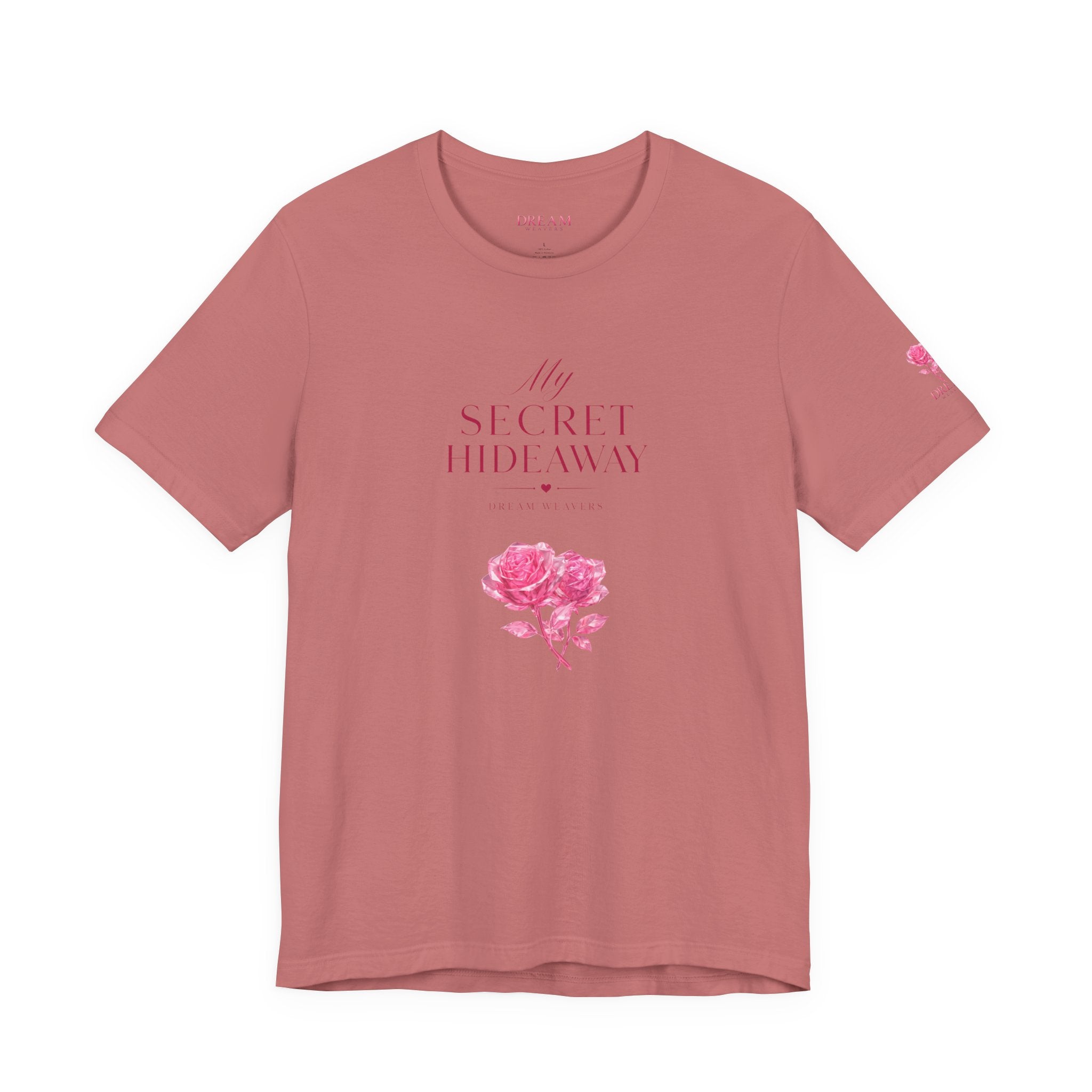"My Secret Hideaway" - Heart and Roses Graphic T-Shirt