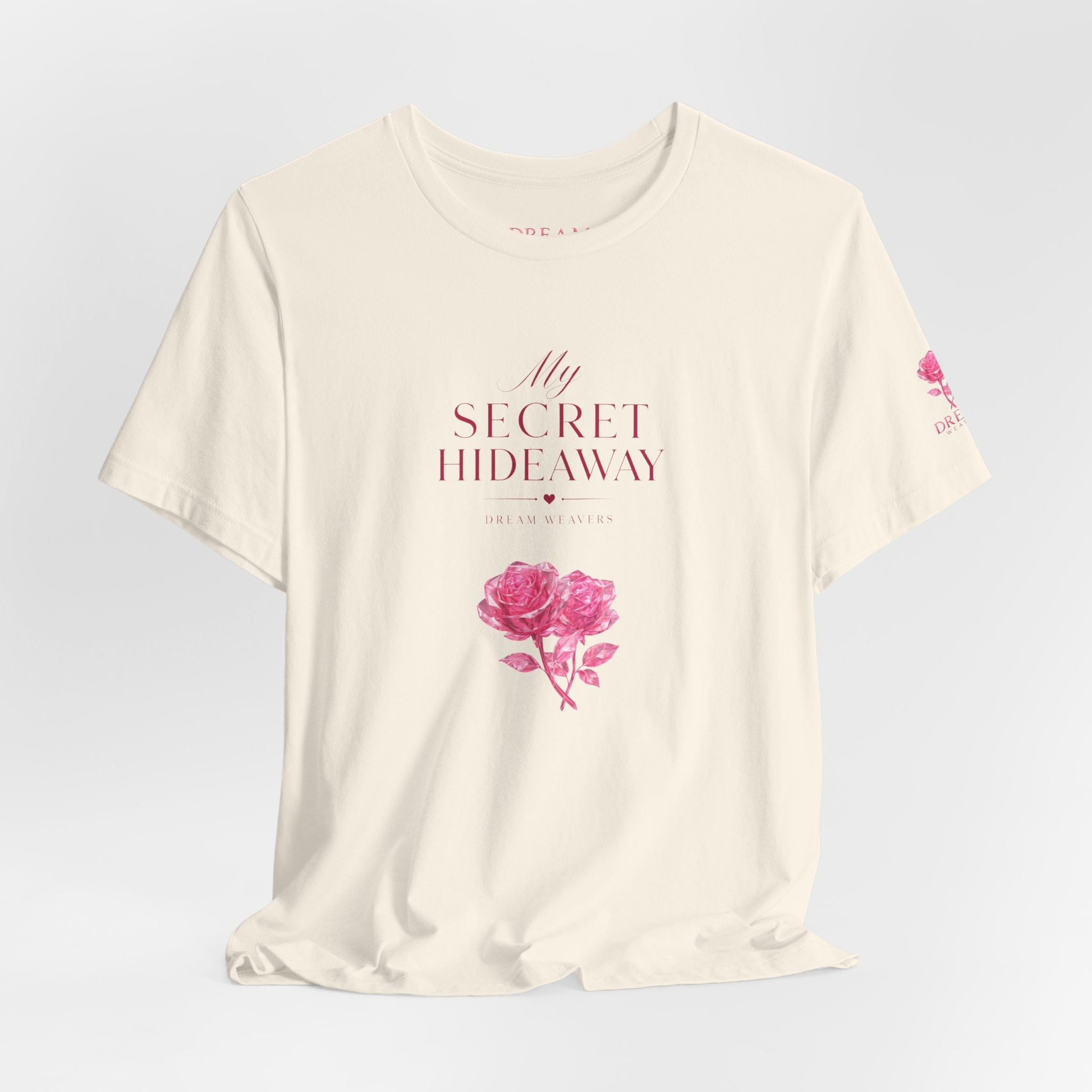 "My Secret Hideaway" - Heart and Roses Graphic T-Shirt