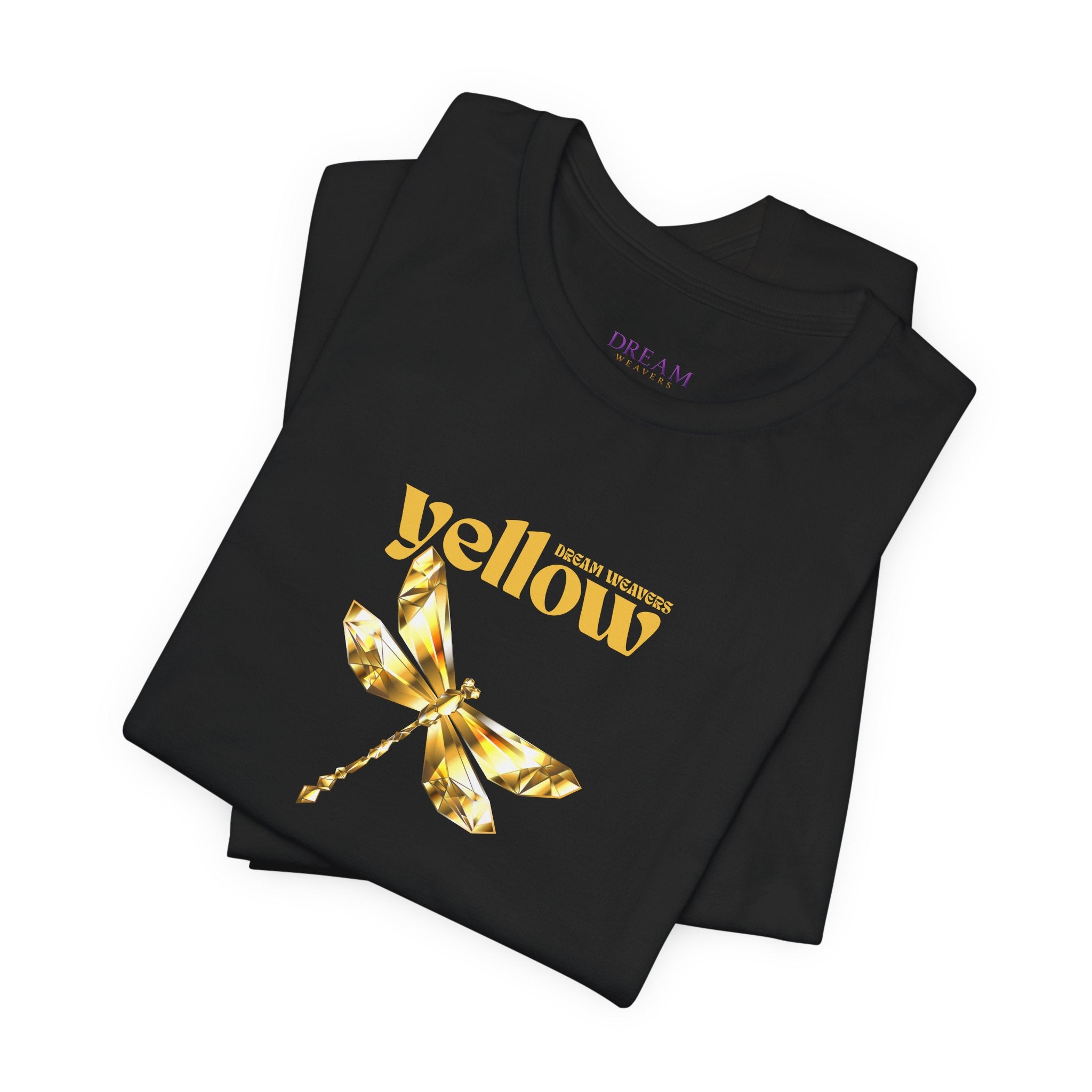Yellow Dragonfly Tee — Golden Floral Dragonfly Graphic T-Shirt