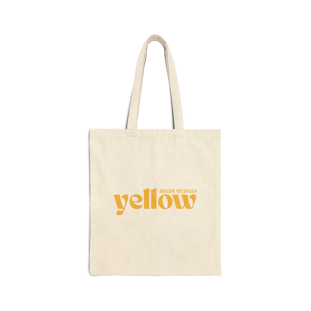 Yellow Dragonfly Canvas Tote — Floral Graphic Cotton Shopper Bag