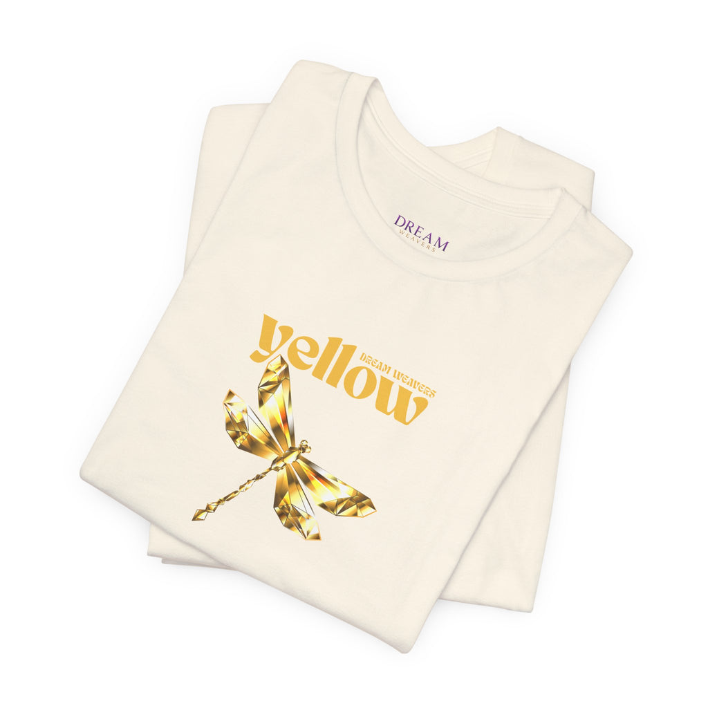 Yellow Dragonfly Tee — Golden Floral Dragonfly Graphic T-Shirt