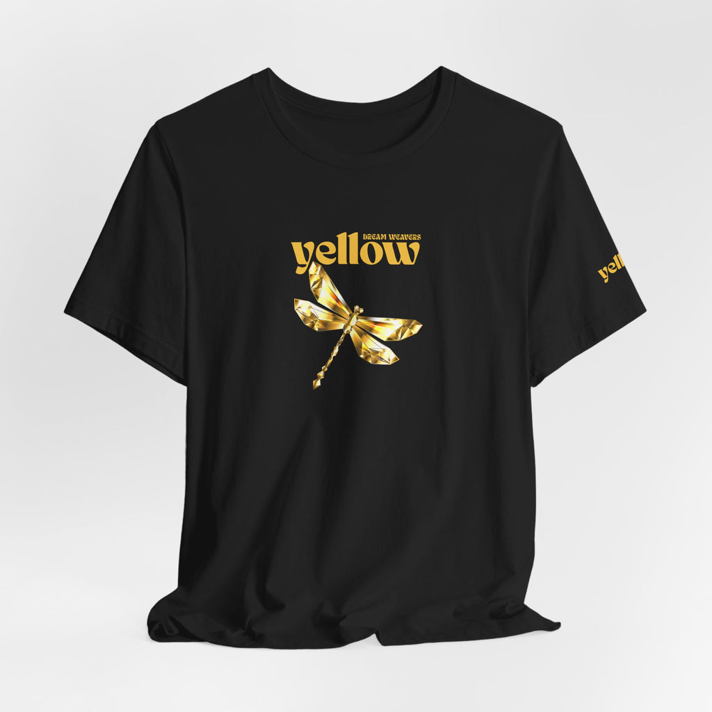 Yellow Dragonfly Tee — Golden Floral Dragonfly Graphic T-Shirt