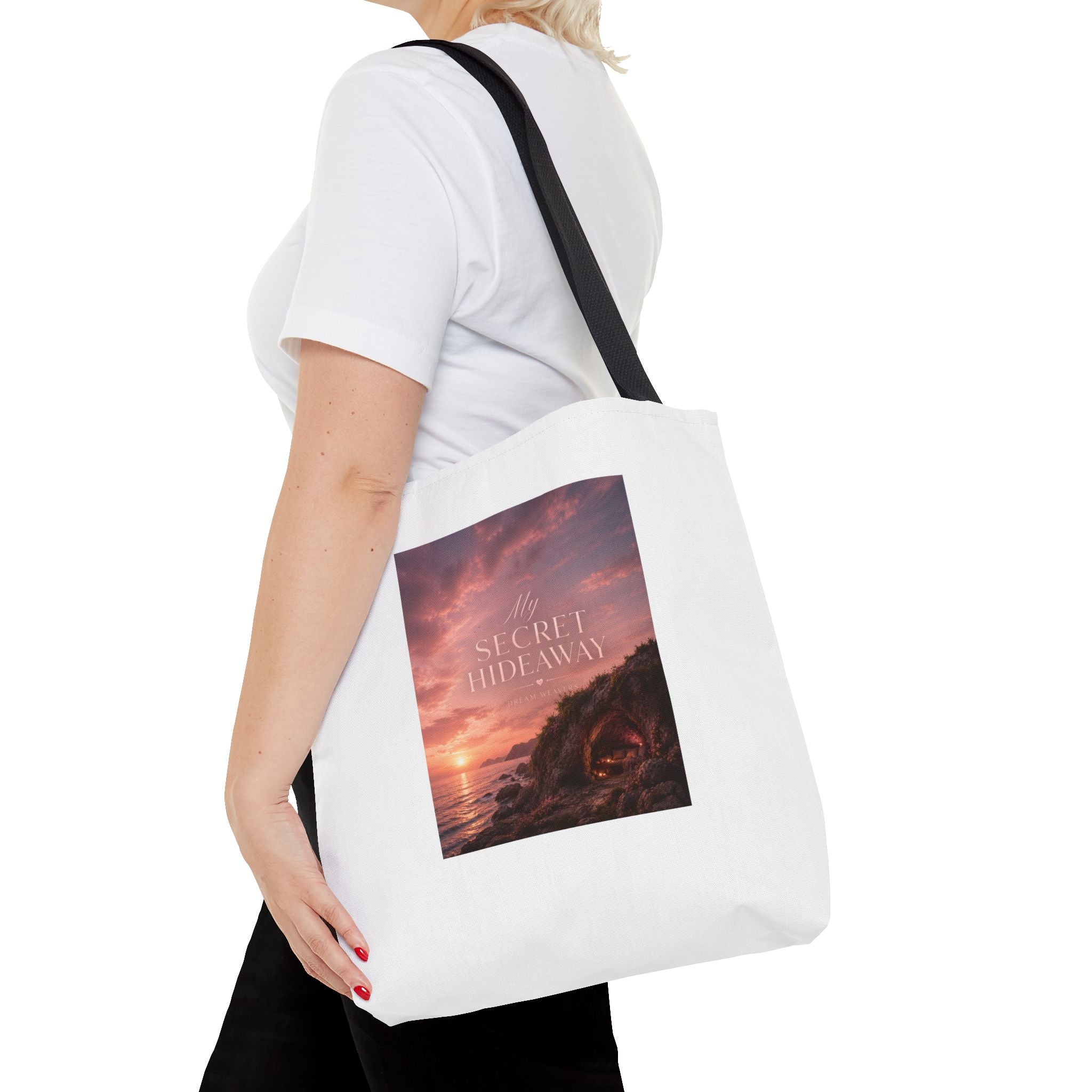 My Secret Hideaway Tote Bag — Sunset Beach AOP Carryall