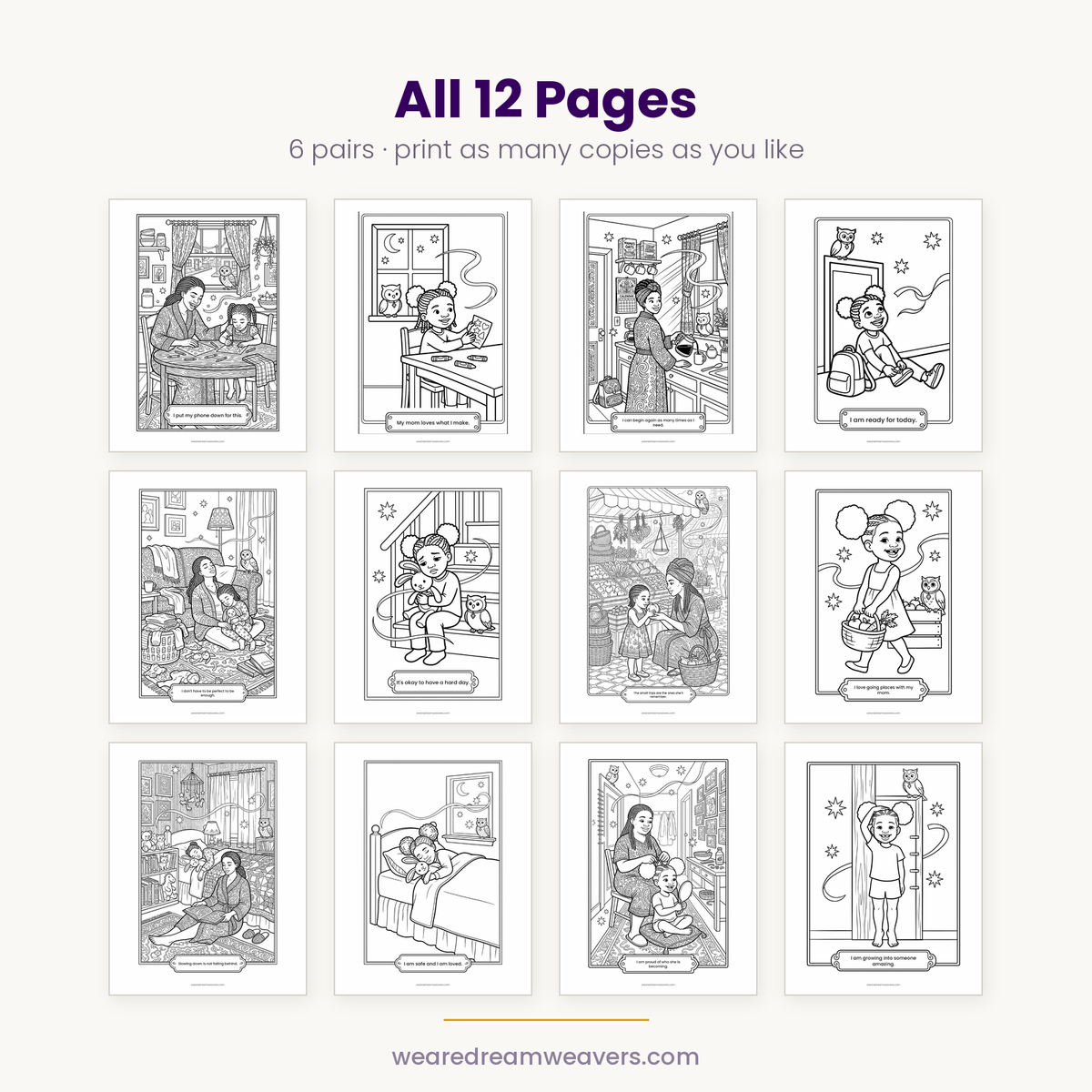 Hey Mom, Come Color With Me - 12 Printable Companion Pages