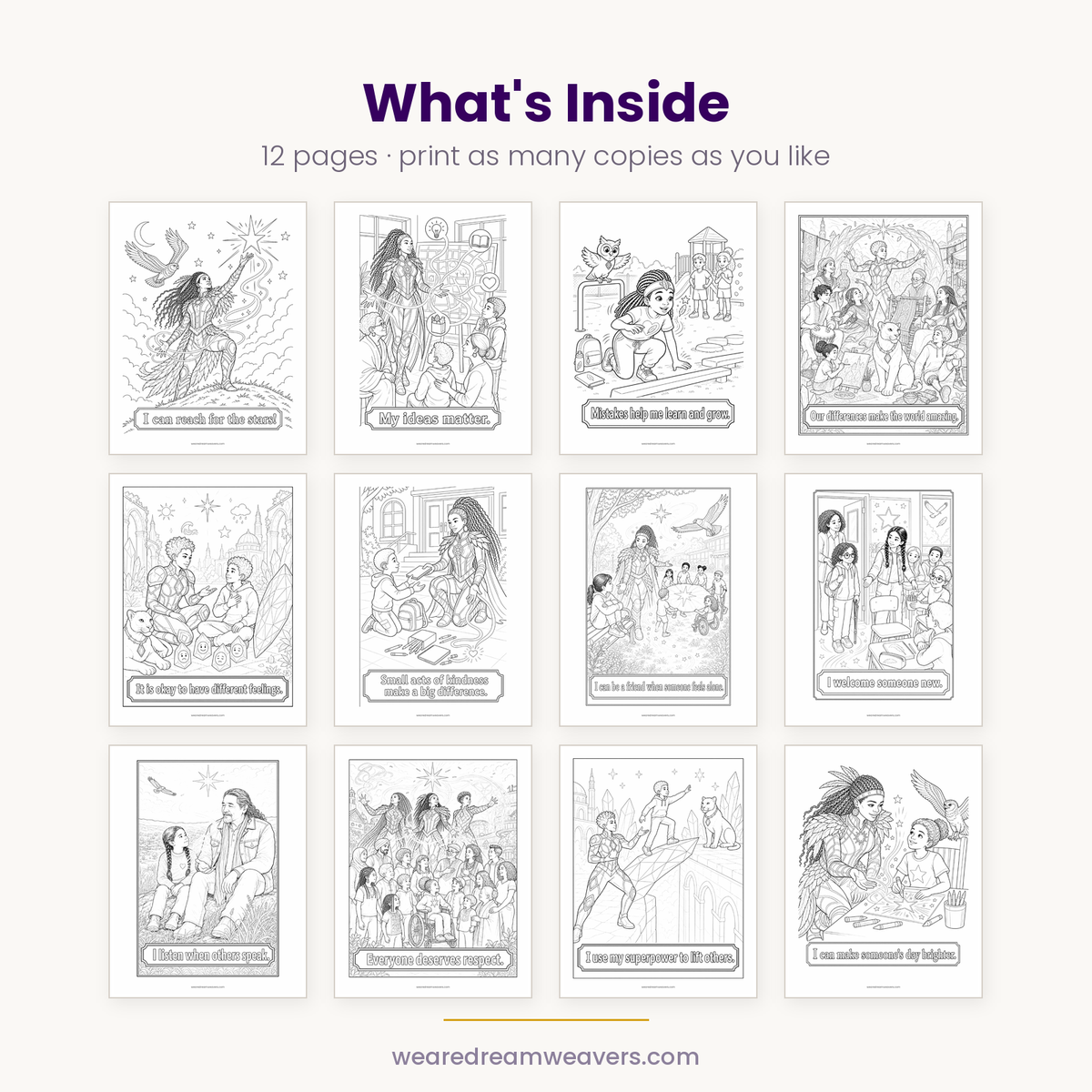 Confidence Affirmations Coloring Pack - 12 Printable Pages